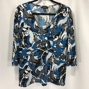 Alfani Flattering Faux Wrap Empire Waist Top Sz L